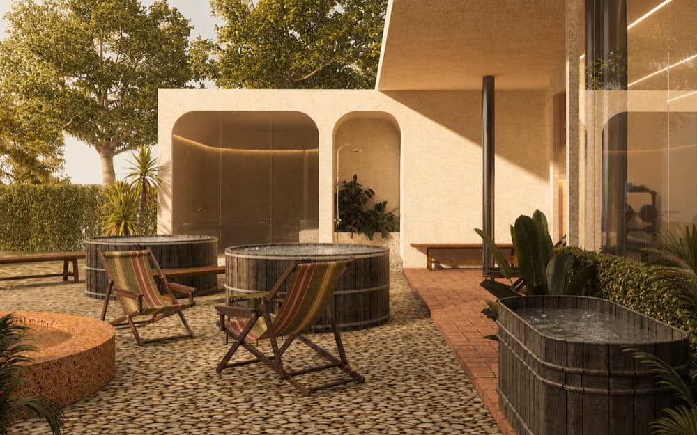 Ice bath courtyard, architect render